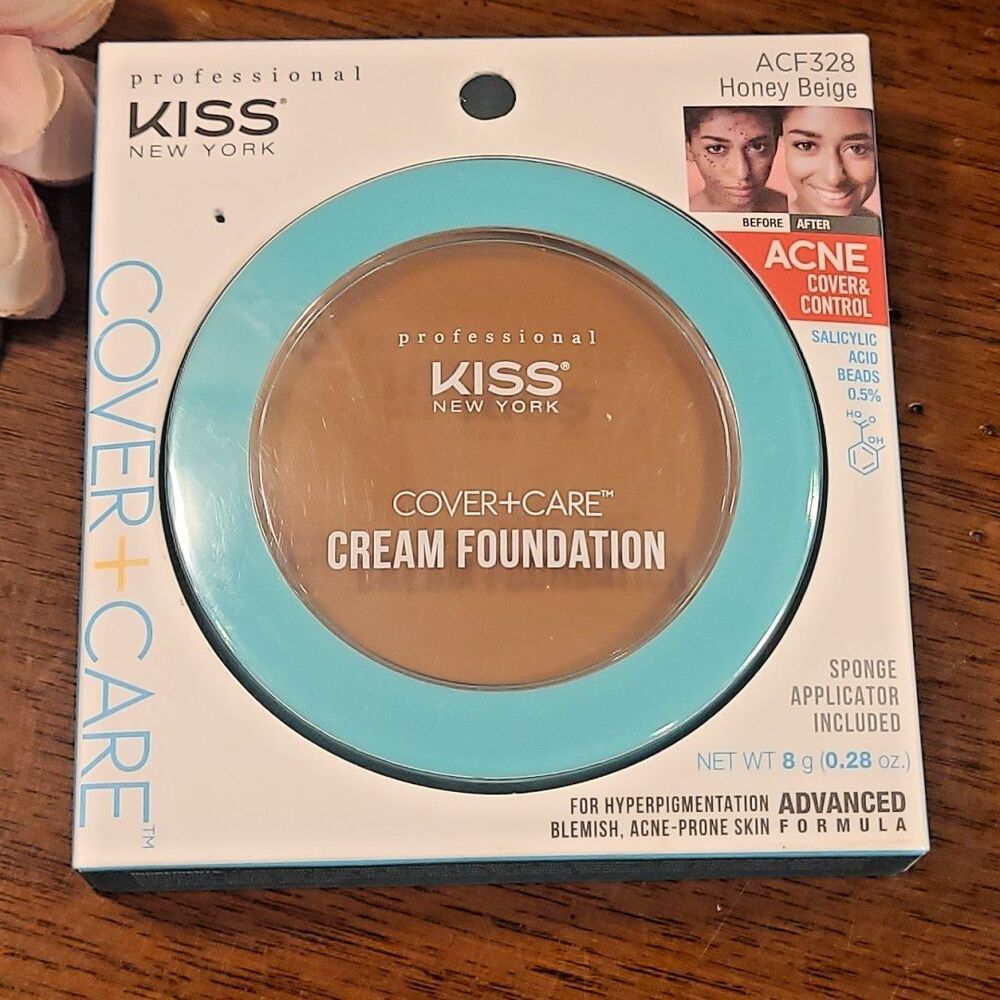 Kiss New York Cover + Care Cream Foundation ACF328 Honey Beige New Look ACF06